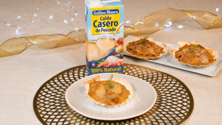 Vieiras rellenas de marisco