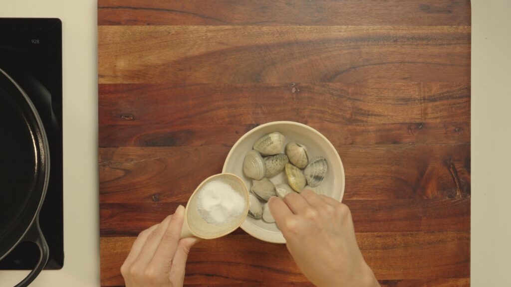 Limpieza de las almejas