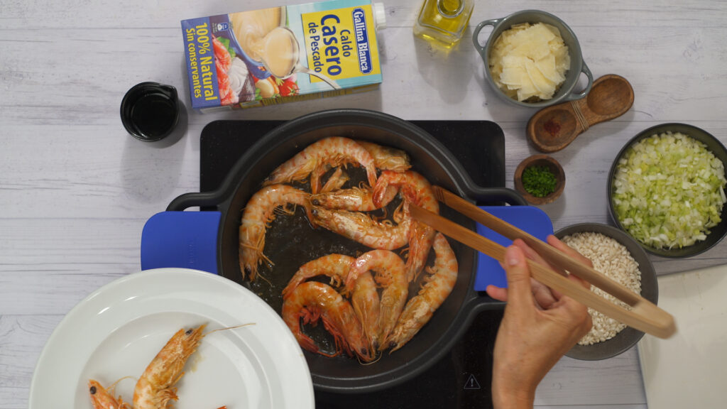Preparando la base del risotto