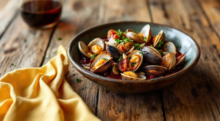 Almejas al vino tinto