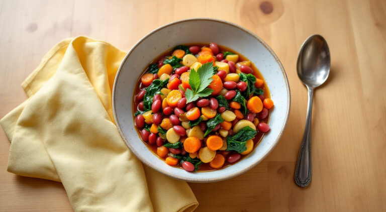 Alubias rojas con verdura frita