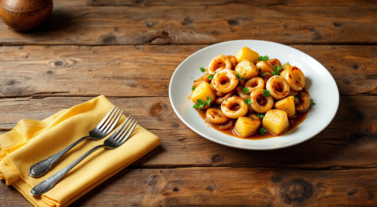 Anillas de calamar encebolladas