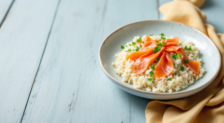 Arroz blanco con salmón