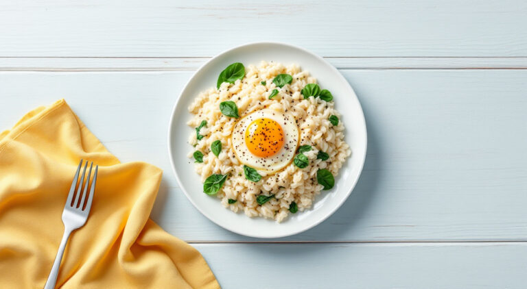Arroz con espinacas y queso