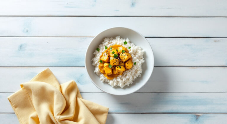 Atun al curry con arroz