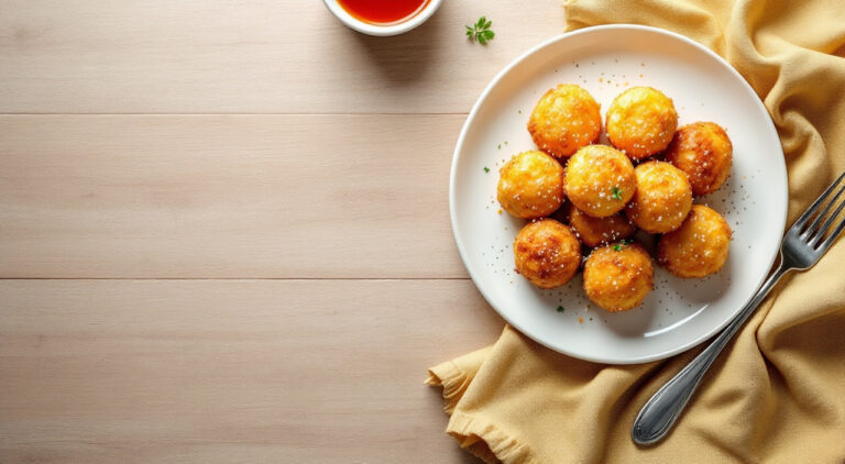 Bolas de clara de huevo y queso rallado