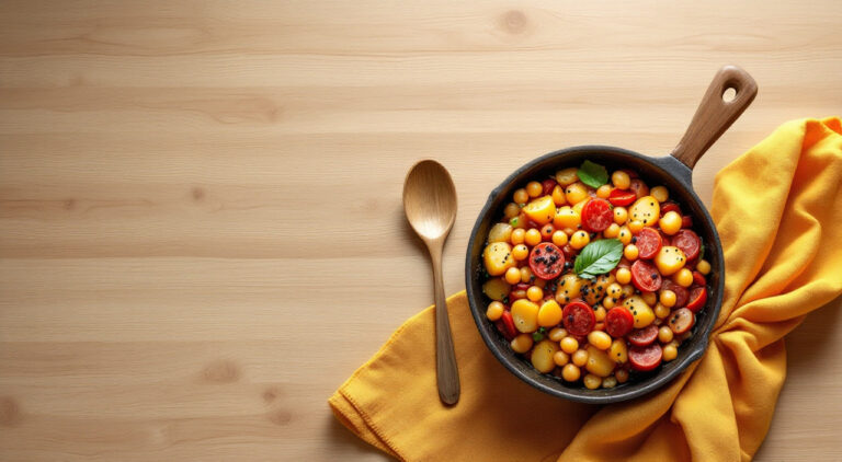 Cazuela de patatas con garbanzos y chorizo