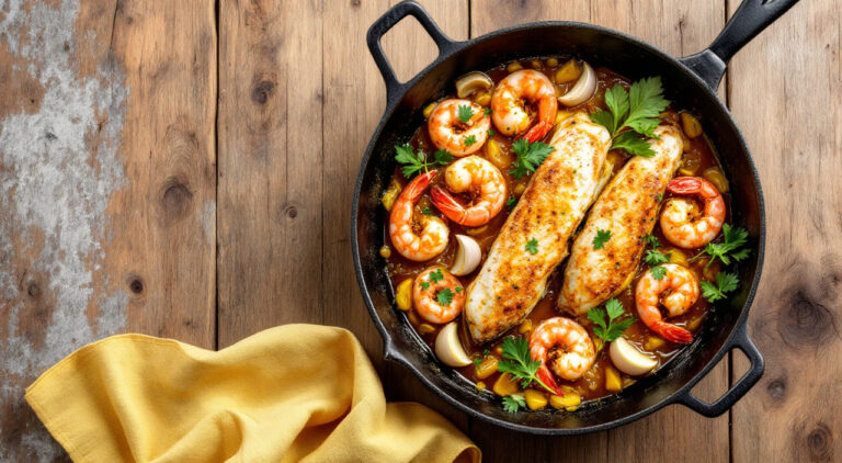 Colas de rape con gambas