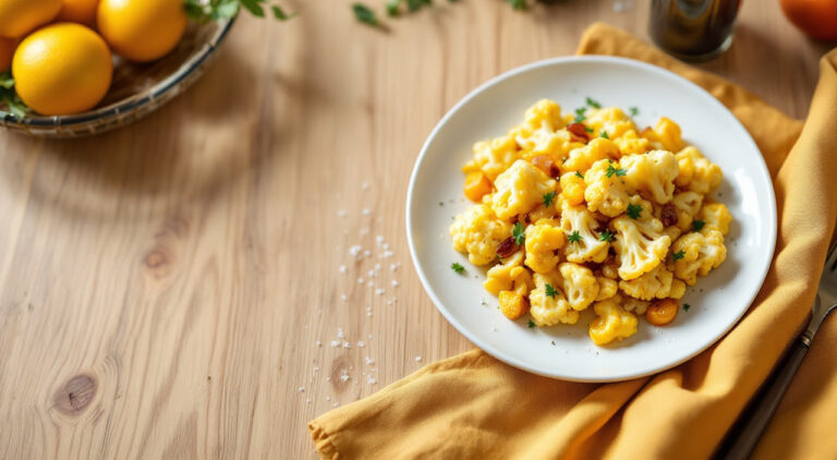 Coliflor con ajo y huevo