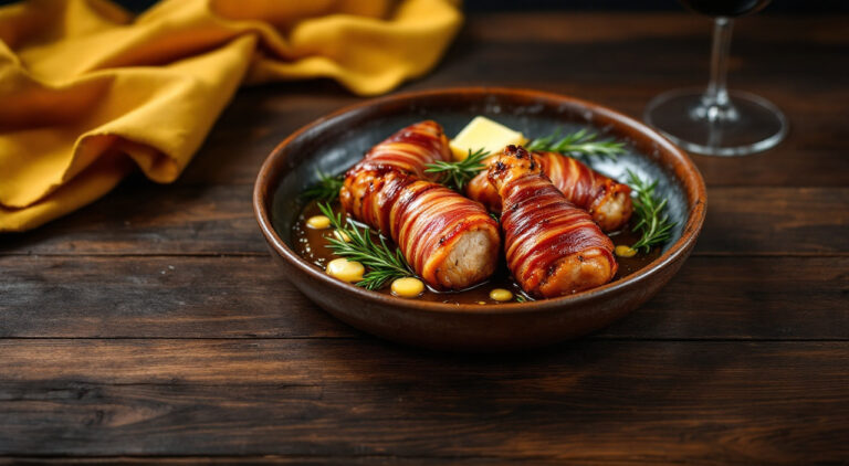 Conejo con bacón al horno