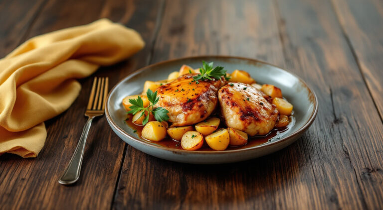 Contramuslos de pollo con patatas
