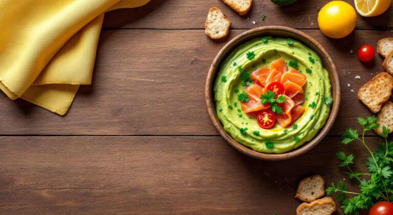 Crema de aguacate con salmón