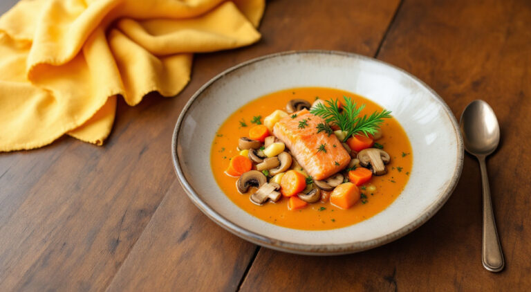 Crema de salmón ahumado con champiñones