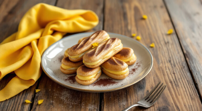 Eclairs rellenos de crema de limón