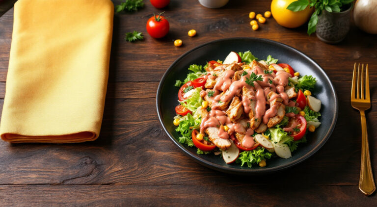 Ensalada de pollo con salsa rosa