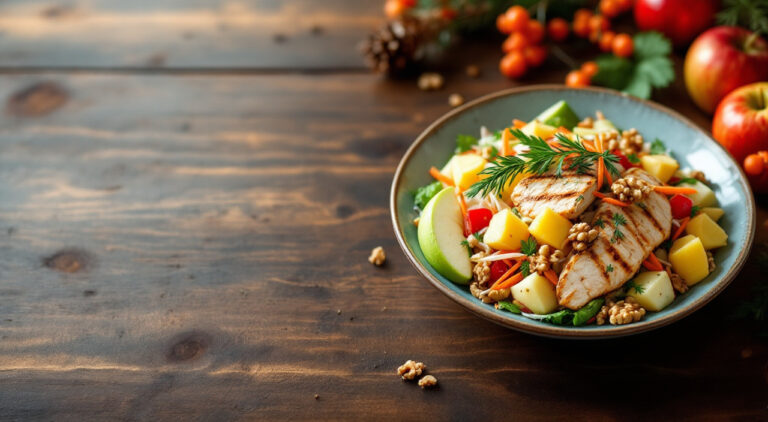 Ensalada de pollo y manzana navideña