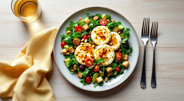Ensalada de queso de cabra caliente