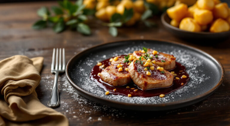 Escalopines de ternera en salsa de vino tinto