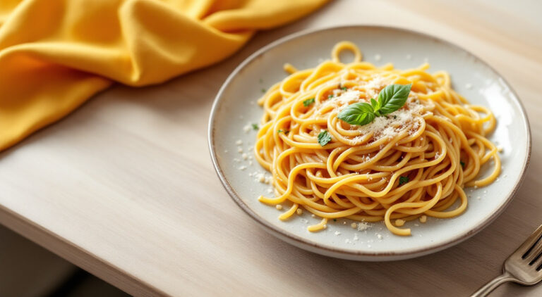 Espaguetis con salsa de cebolla
