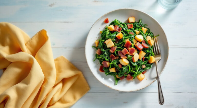 Espinacas al ajillo con jamón