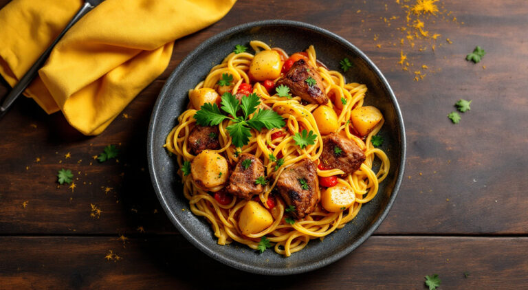 Fideos a la cazuela con costilla de cerdo