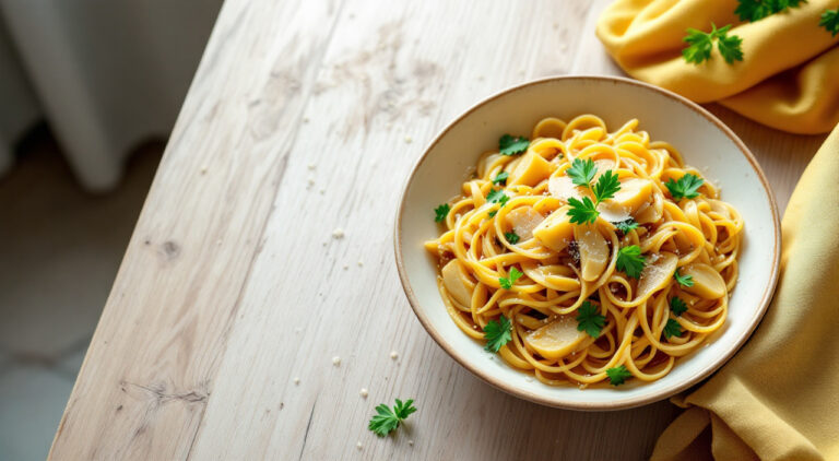 Fideos con alcachofas