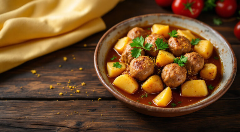 Guisado de albondigas con conejo