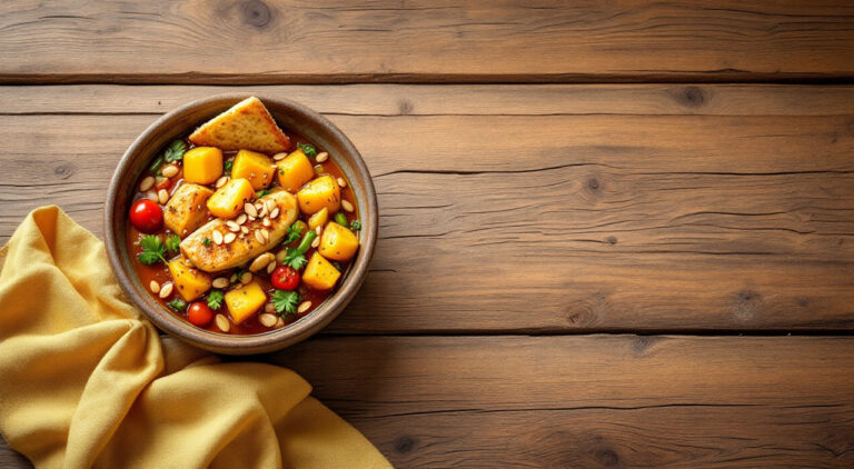 Guiso de raya con patatas en amarillo