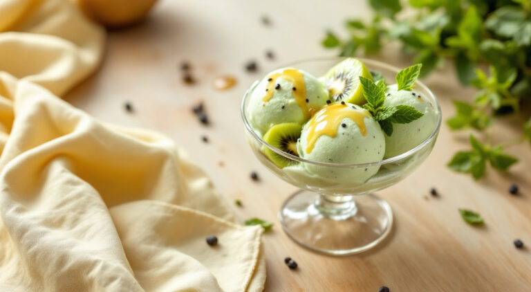 Helado casero de yogur y kiwi