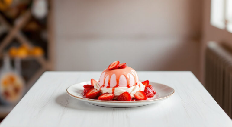 Helado de fresas y nata