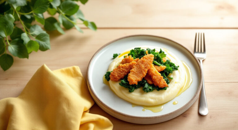 Hojas de acelgas y pencas rebozadas, con crema de patatas