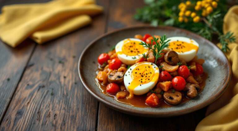 Huevos duros con salsa cazadora