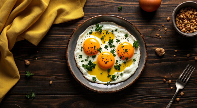 Huevos fritos al ajo y perejil