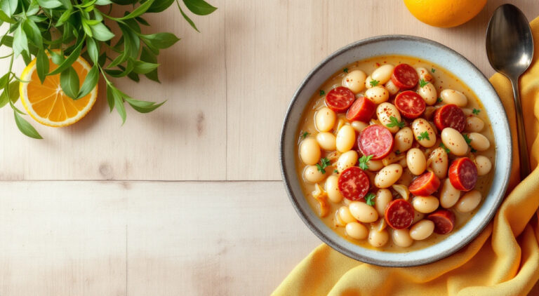 Judiones con chorizo y panceta