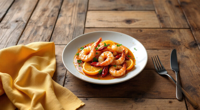 Langostinos a la naranja