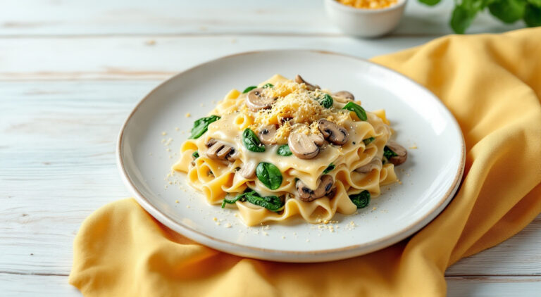 Lasaña de champiñones y espinacas