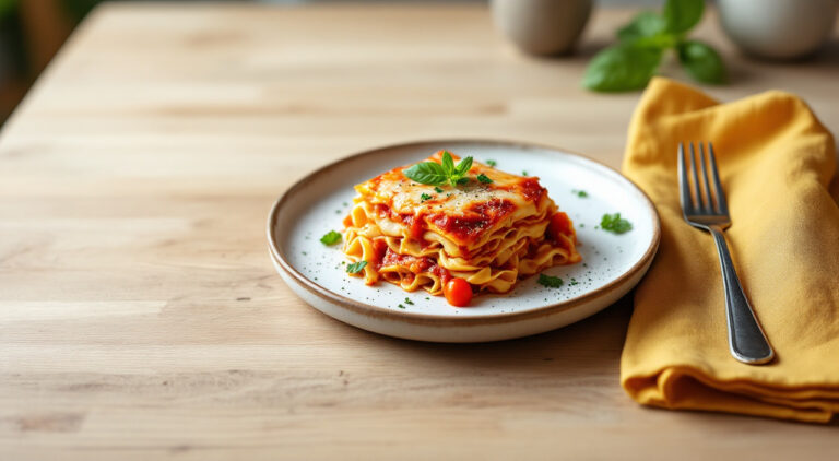 Lasaña de pollo y tomate