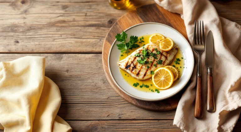 Lenguado a la plancha con limón y perejil
