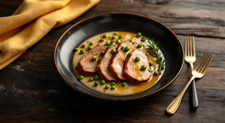 Lomo a la pimienta verde