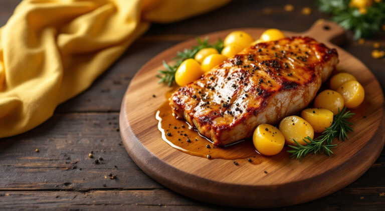 Lomo de cerdo con salsa de mostaza a la antigua