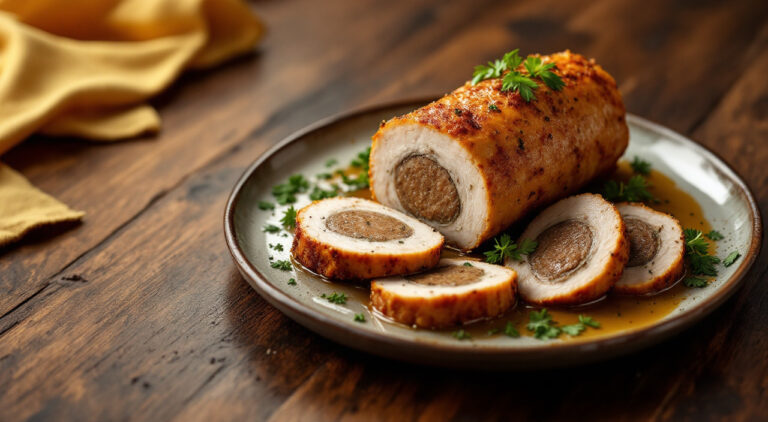 Lomo de cerdo relleno de salchicha