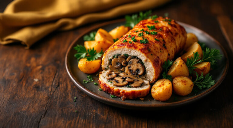 Lomo relleno de champiñones