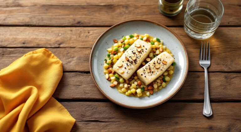 Lubina en salsa de almendras