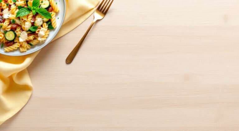 Macarrones con calabacín y huevo