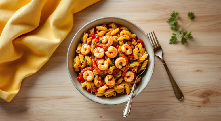 Macarrones con gambas