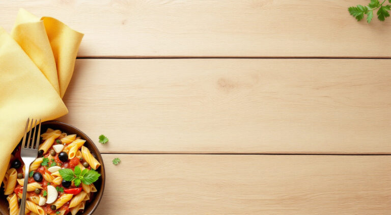 Macarrones con tomate , anchoas y alcaparras