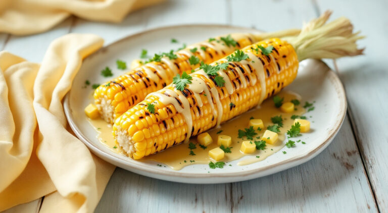 Mazorcas de maíz en salsa de cilantro