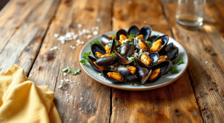 Mejillones a la brasa con salsa vinagreta