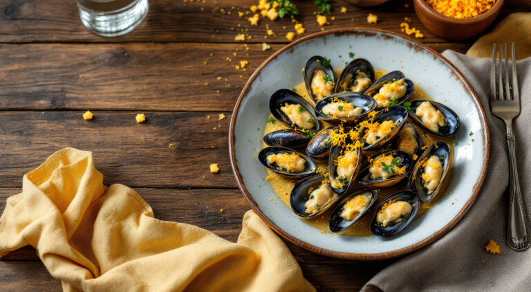 Mejillones a la crema de roquefort