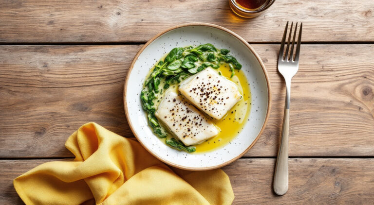 Merluza a la crema de espinacas